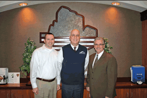 Pictured left to right are Riverview Community Bank executives Kevin Lycklama, chief finanicial officer; Ron Wysaske, CEO; and Kim Capeloto, executive VP. Photo: Nicholas Shannon Kulmac Riverview Community Bank