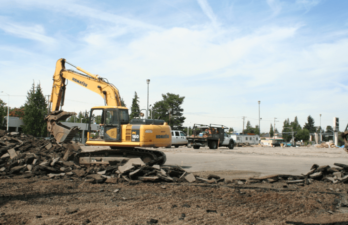 Excavator construction site