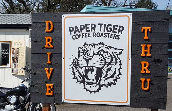 Paper Tiger coffee drive through