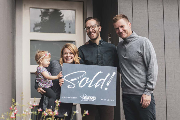 Cano-Real-Estate Garrett and Becca Olmstead with Cano Real Estate agent Kelly Winn
