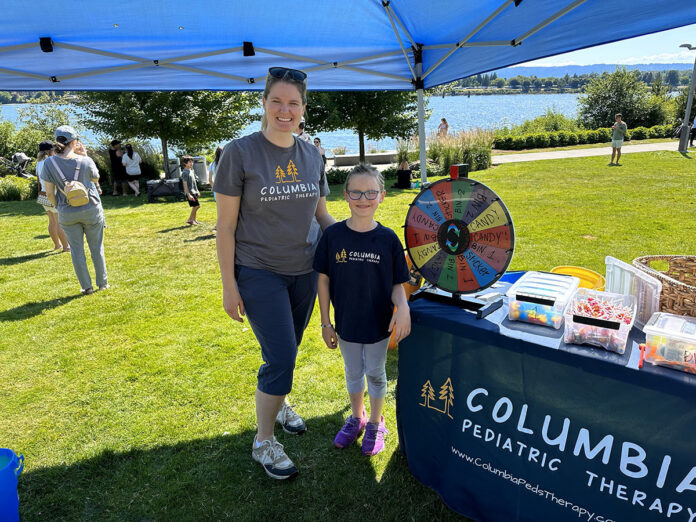 Posing at a community event