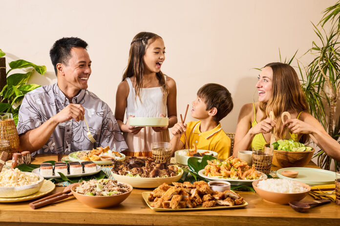 Family gathers for meal